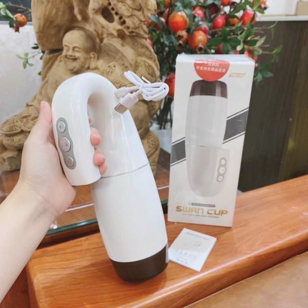Máy thủ dâm âm đạo Swan Cup cầm tay rung thụt có bóp tỏa nhiệt tự động