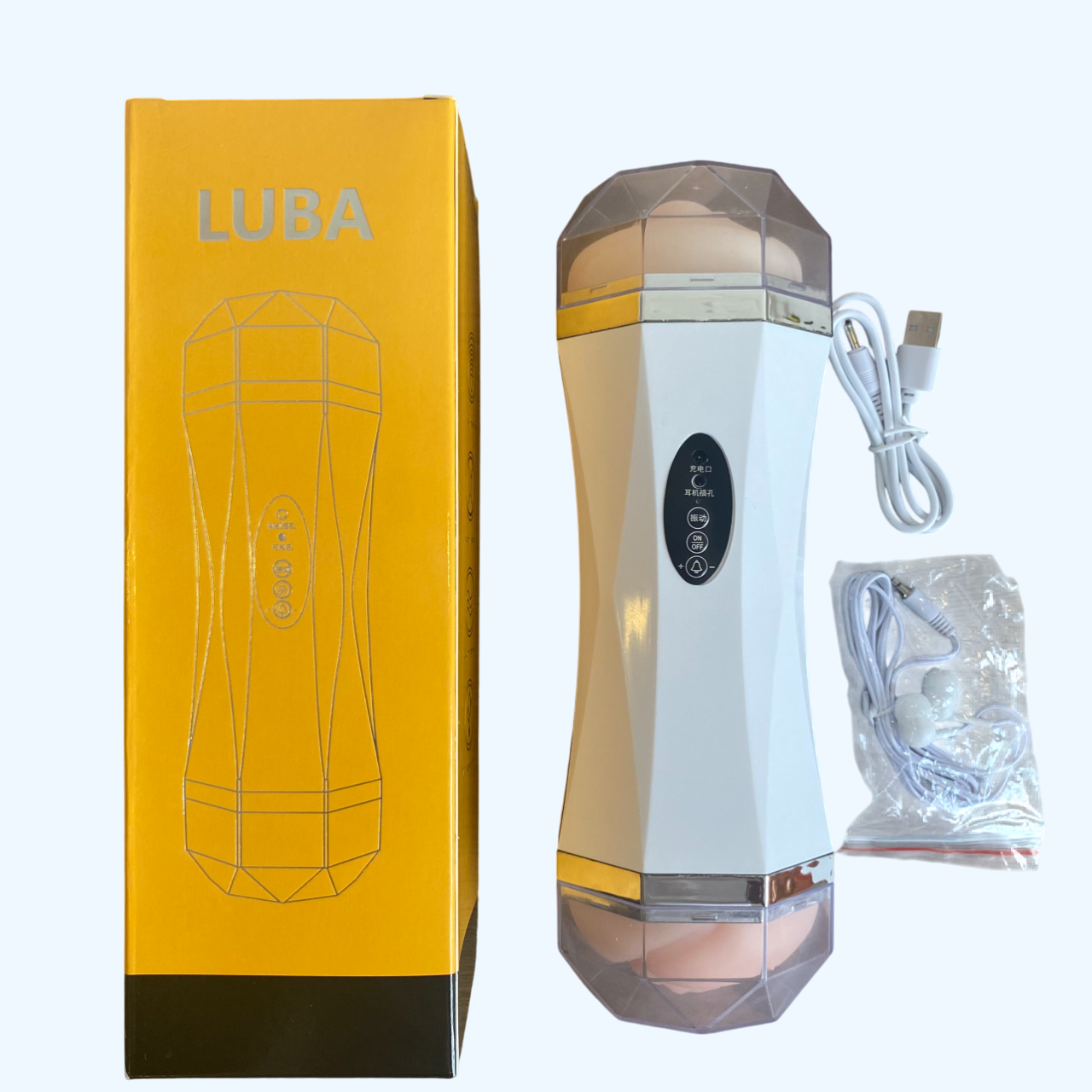 Âm đạo giả cầm tay rung rên 2 đầu nhiều chế độ kết hợp tai nghe 