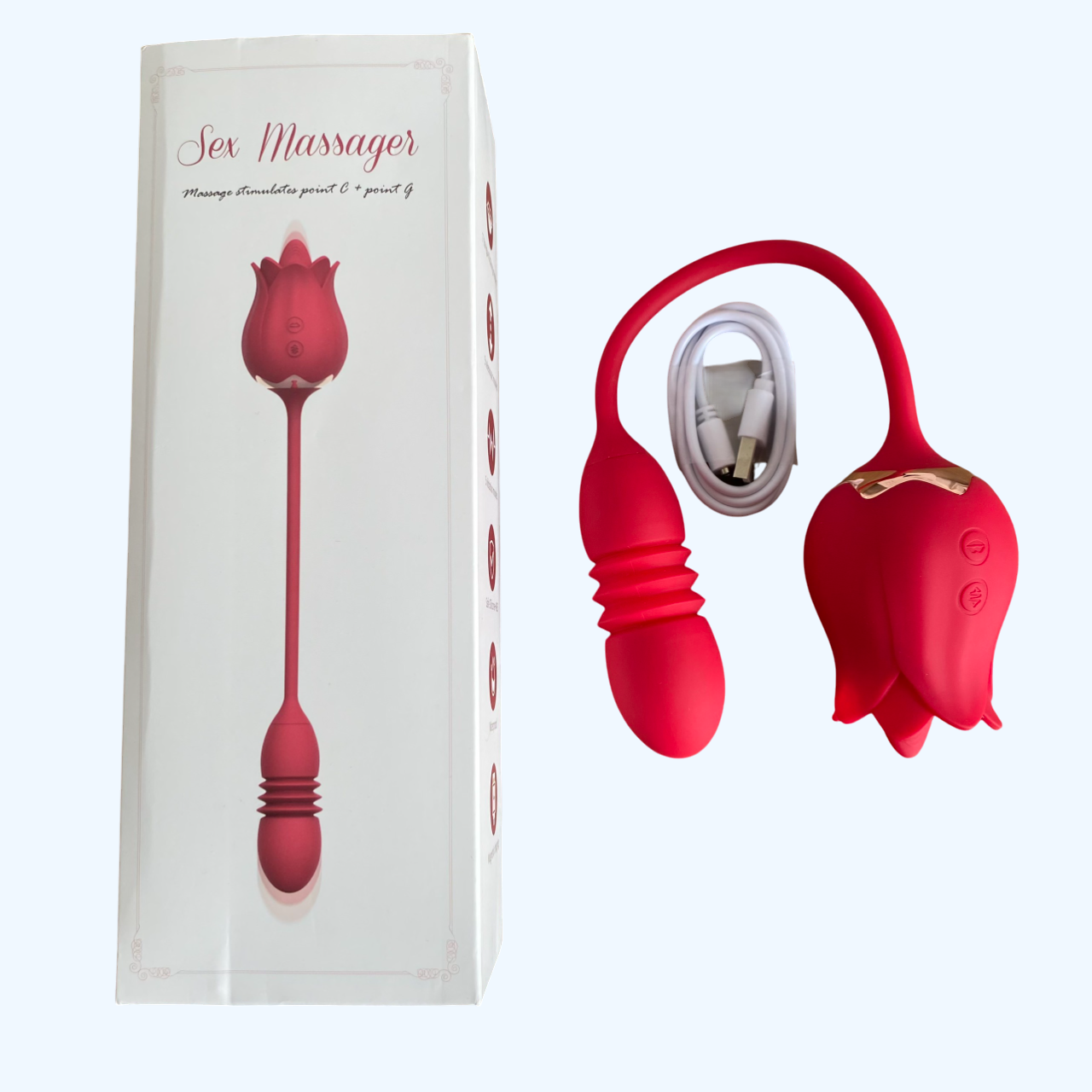 Trứng rung thụt kết hợp lưỡi liếm hoa hồng cao cấp siêu mềm 