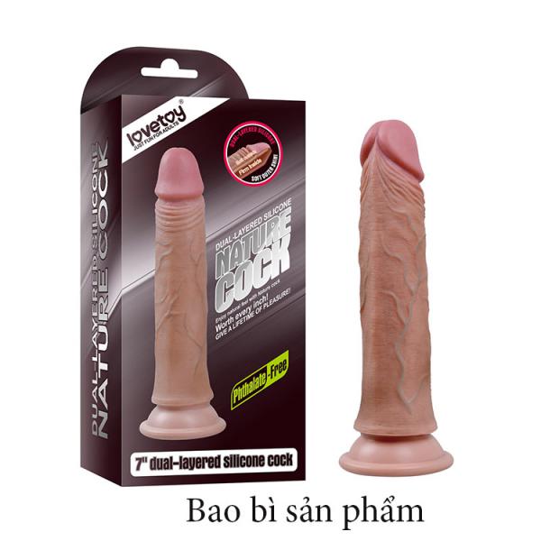 Dương vật giả Lovetoy Nature Cock không rung, không dái bìu 7' Dual-layered 2 lớp da silicon 