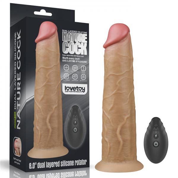 Dương vật giả hít tường rung ngoáy Lovetoy Dual Layered Silicone Rotator điều khiển từ xa 